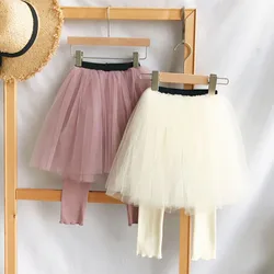 Leggings de printemps pour bébés filles, jupe Tutu longue, pantalon, duveteux, couleur unie, vêtements pour enfants en bas âge, 70 120cm 