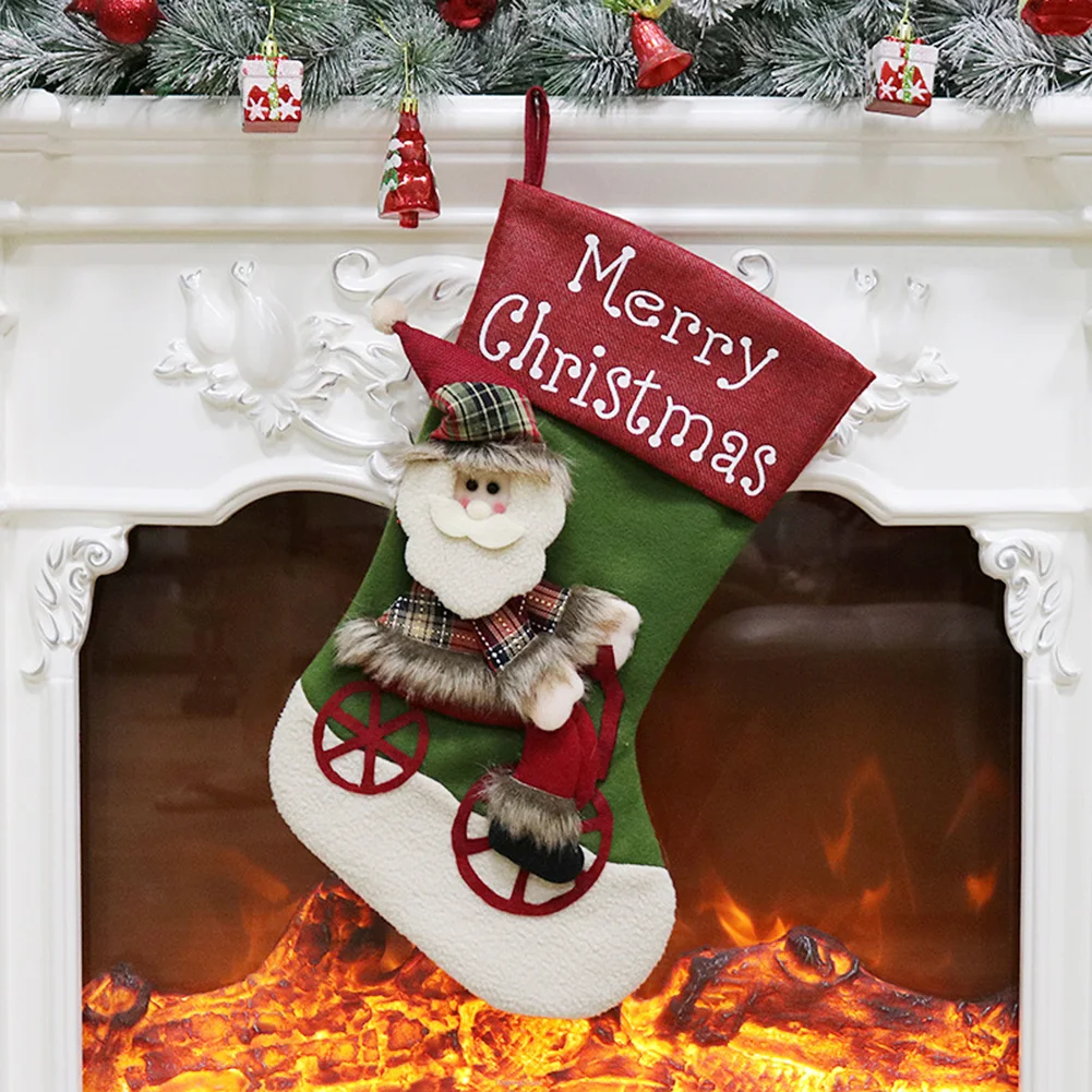 

Christmas Stocking Sock Candy Gift Bag Decorations Santa Claus Elk Snowman Xmas Stocking for New Year Hanging Pendant Ornaments