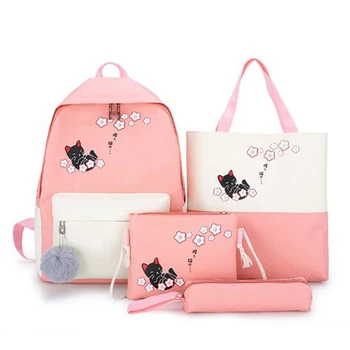 

4 piece/set Schoolbag for Girls Large Capacity School Backpack Women Backpack Laptop Bag Shoulder Bag Travel Bag