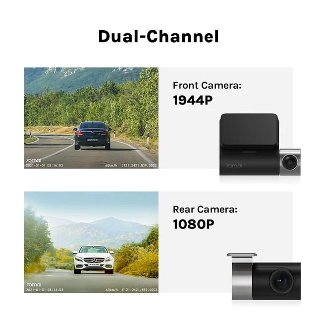 70mai Dash Cam Pro Plus+ 70mai Plus Car DVR Built-in GPS 1944P Speed Coordinates ADAS 24Hours Parking A500S Support Rear Cam 2