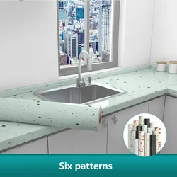 40cm Waterproof Oil-proof Marble Wallpaper Wall Stickers PVC Self Adhesive Bathroom Kitchen Cabinet Backsplash Home Improvement