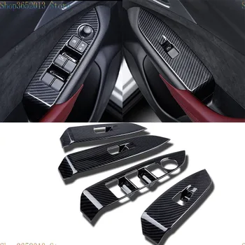 

For Mazda CX-3 CX3 2018 LHD carbon fiber ABS Door Armrest Window Glass Lifter Button Cover Trim Car Styling Accessories