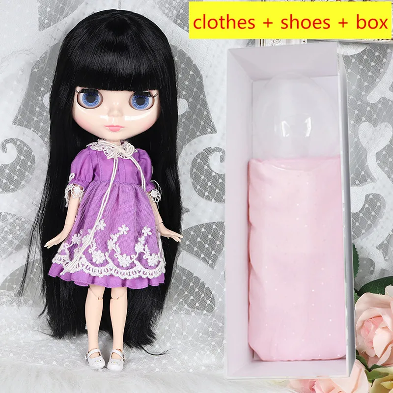 Кукла Blyth 1/6 BJD 30 см 7/19 суставов, белая кожа черные волосы, одежда+ обувь+ коробка набор, куклы игрушки для детей девочек подарочная коробка