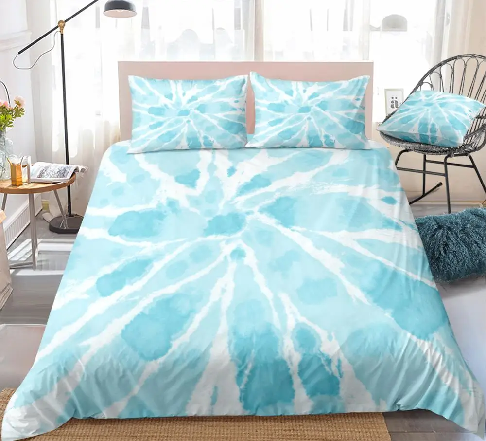 

Blue tie dye Bedding Set Duvet Cover Set Fresh style Bed Linen Bedspread Home Textile Microfiber Beds Set