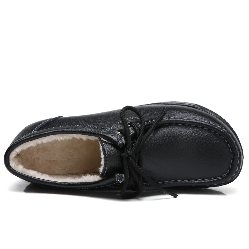 Winter New Large Size Leather Plush Warmth with Rocking Shoes To Increase 5CM Thick-soled Cotton Shoes Platform Chunky Sneakers