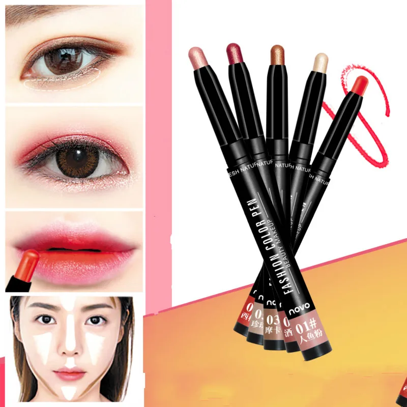 

Metallic Shimmer Eyeshadow Highlighter Eye Makeup Matte Lipstick Pencil Waterproof Moisturizing Lip Stick Natural
