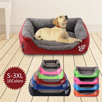 

Large Pet Cat Dog Bed S-3XL MultiColor Warm Cozy Dog House Soft Paw Pattren Dog Baskets Mat Autumn Winter Waterproof Kennel Mat