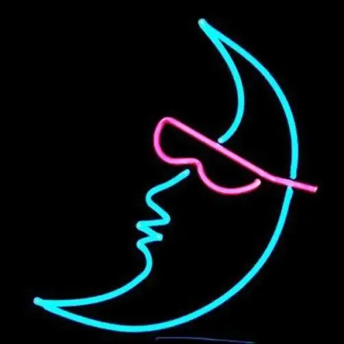 14“x10" Moon With Sunglass Custom Neon Light Lamp Sign Beer Bar Handmade Real Glass Decorate Home Wall Room Windows Tube Artwork |