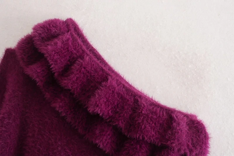 Увядшие зимние свитера для женщин pull femme high street искусственная шерсть фиолетовые сексуальные каскадные свитера женские пуловеры Топы