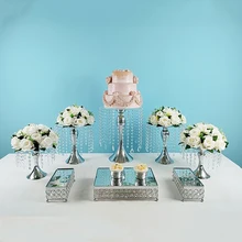 8 Stks/partij Taart Plaat Crystal Cup Cake Display Plank Bruiloft Dessert Tafel Decoratie Clear Cupcake Stand
