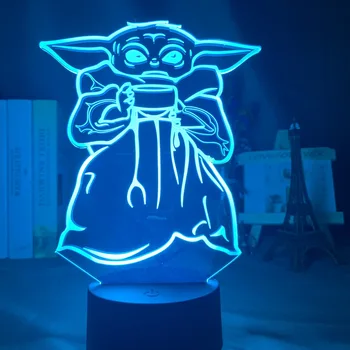 

3d Lamp Baby Yoda Bowl of Soup Figure Kids Bedroom Decoration Light Bedside Desk Led Child Night Light Mini Yoda Meme Gift