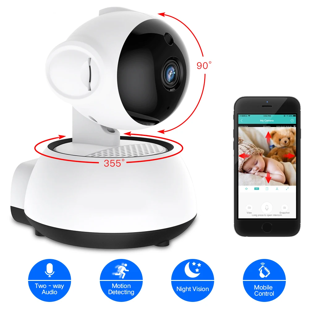 Домашняя ip-камера безопасности, беспроводная умная WiFi камера, Wi-Fi аудио запись, наблюдение, детский монитор, HD мини CCTV камера