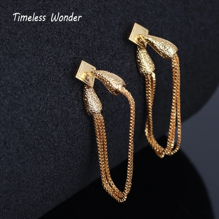 

Timeless Wonder Stunning Box Chained Loop Tassel Dangle Drop Earrings Women Jewelry Statement Punk Gothic Boho Trendy Gold 2616