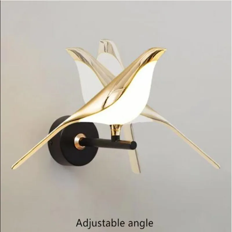 

Postmodern Bird led wall lamp Nordic plating gold acrylic bedroom bedside wall sconce hallway aisle staircase wall light fixture