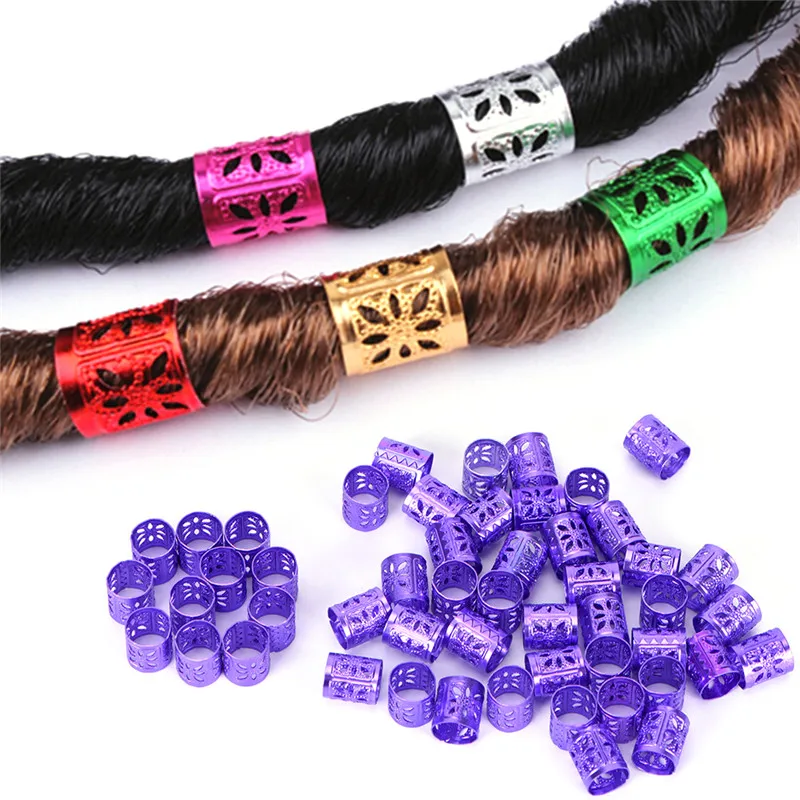 50pcs micro hair dread Braids dreadlock Beads adjustable cuffs clips for Hair accessories 6Colors