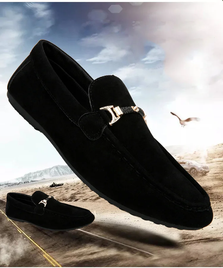 Danielman Men Autumn Casual Loafers Suede Leather Driving Moccasins Gommino Slip on Men's Shoes Shoes Plus size 46
