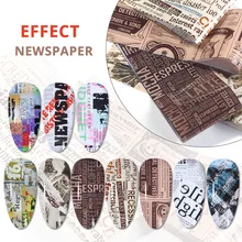 10Rolls/Box Newspaper Nail Tansfer Nail Foil Nail Art Stickers Colorful Starry AB Paper Wraps Adhesive Decals DIY Manicure Acce