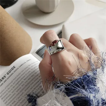 

RUIYI Women 100% S925 Sterling Silver Rings Hyperbole Heterotypic Irregular Smooth Width Rings Wedding Party Fine Jewelry 925