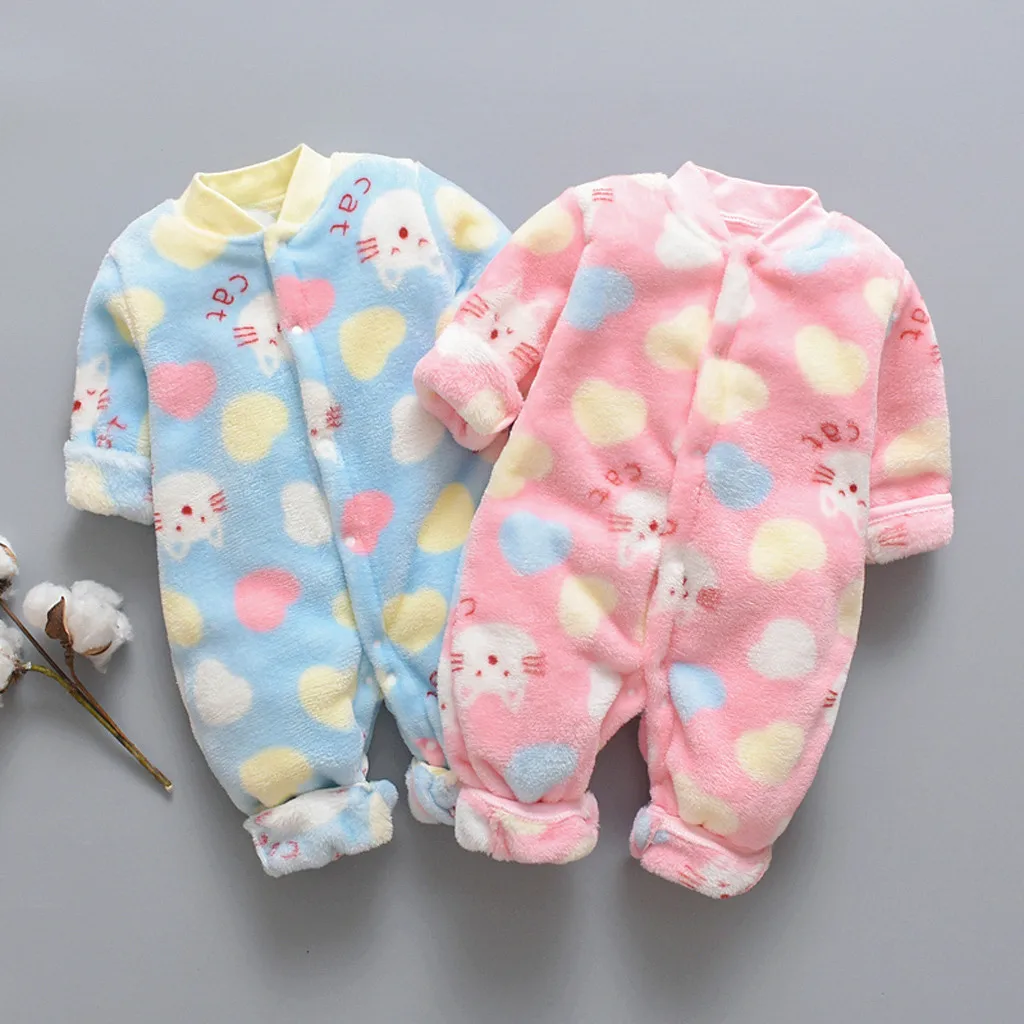 Newborn Infant Baby Jumpsuit Children Cartoon Animal Fleece Warm Romper Jumpsuit Boy Girls Soft Pajamas Winter Keep Warm Clothes