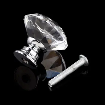 10 Pcs 30mm Diamond Shape Crystal Glass Door Handle Knob for furniture Drawer Cabinet Kitchen Pull Handles Knobs Handle Wardrobe