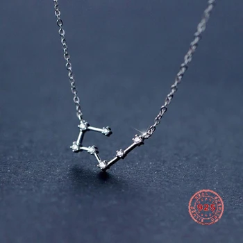 

925 Sterling Silver Constellation Necklace Female Rhinestone Necklace Short Clavicle Chain Necklace Gift For Women Girl 40cm 1PC