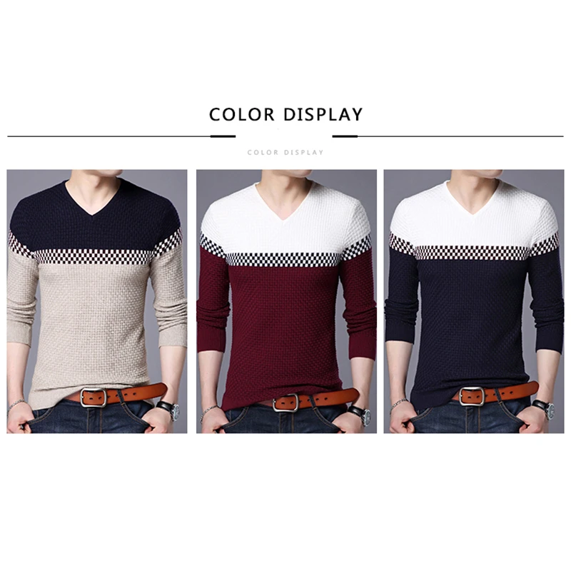 Low Price TFETTERS Brand-sweater New 2019 Men's Business Leisure Sweater V-collar Fitness Fashion Color Matching Slim Fit Sweaters Men