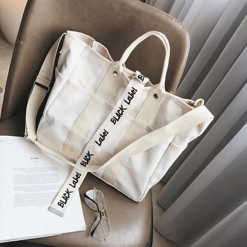 

Canvas Handbags Totes Women Girls Book Shoulder Bags Female Travel Large Capacity Reusable Shopping Bag Pouch