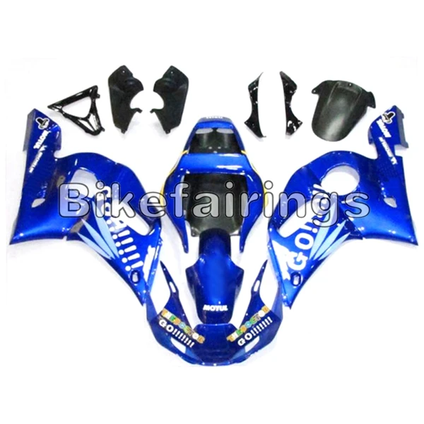 Sportbike Cowlings для Yamaha YZF-600 R6 1998 1999 2000 2001 2002 R6 ABS впрыска полный синий GO! Чехлы