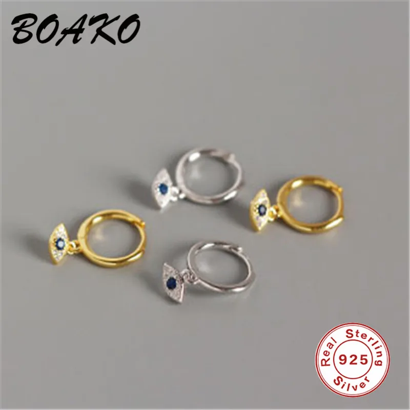 BOAKO модные геометрические серьги-кольца трендовые серьги сглаз кулон Huggie серьги для женщин серьги из стерлингового серебра 925 пробы