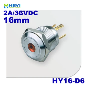 

Stainless high flat HY16-D6 1NO resetable waterproof push button with pin
