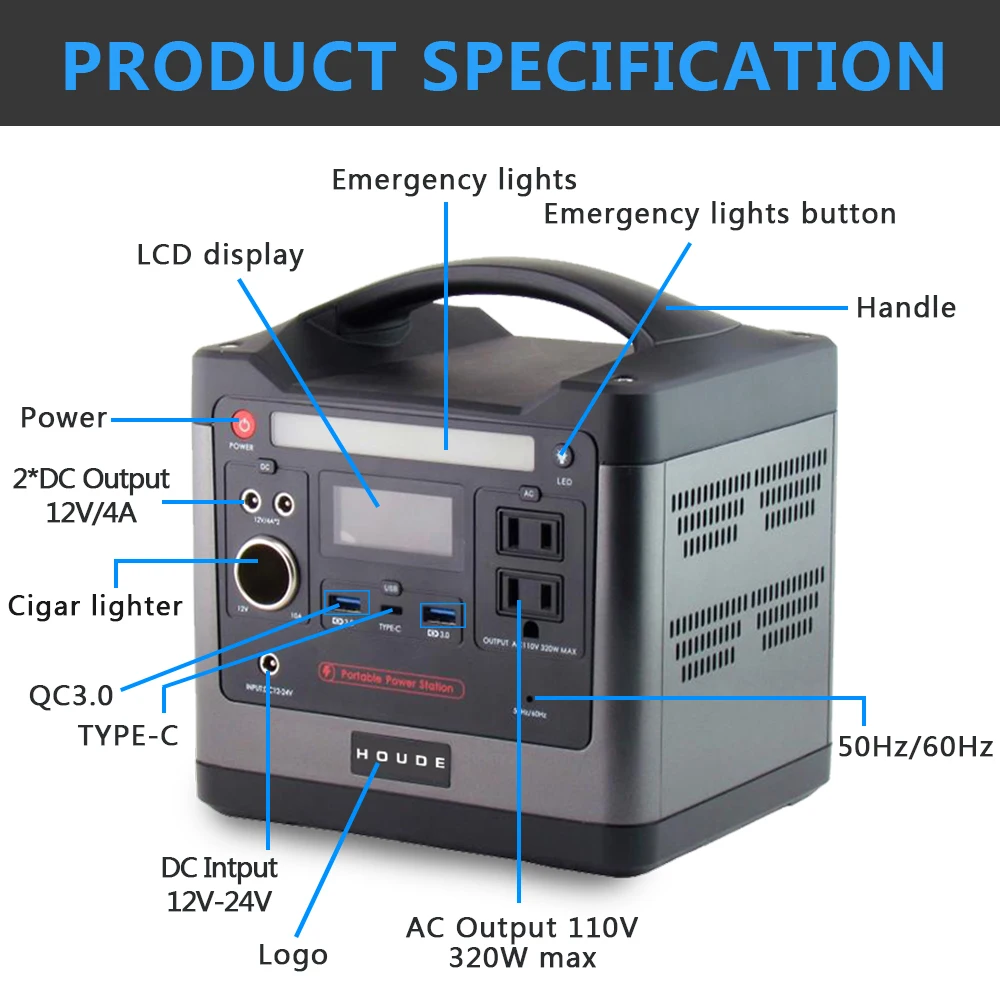 US $273.47 High Power 96000mAh Portable ACampDC Power Station Solar Generator Easy Handle UPS Power Tools Outdoor