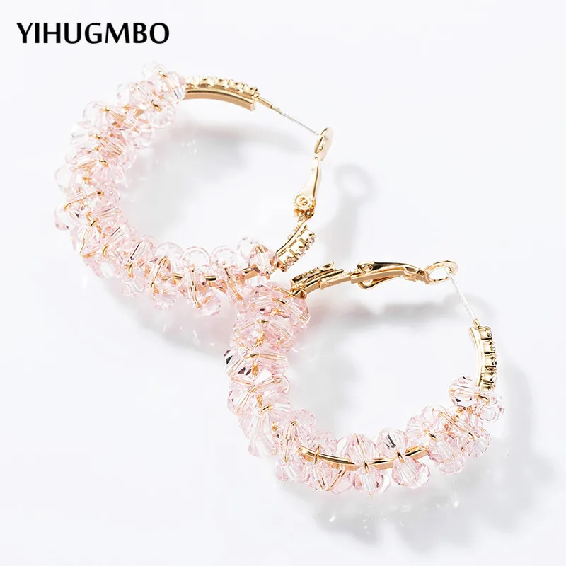 YIHUGMBO модные серьги-кольца со стразами для женщин круглые свадебные серьги ручной
