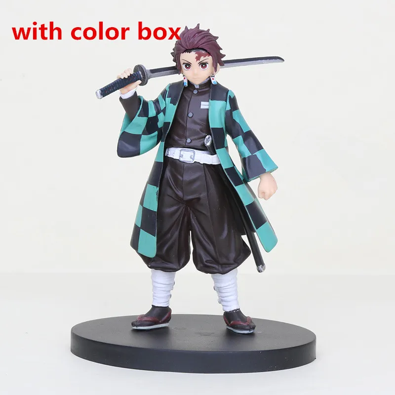 16 см аниме демон убийца Kimetsu no Yaiba фигурка Kamado Tanjirou Kamado Nezuko swordman ПВХ фигурка модель воина игрушка кукла - Цвет: boy with box
