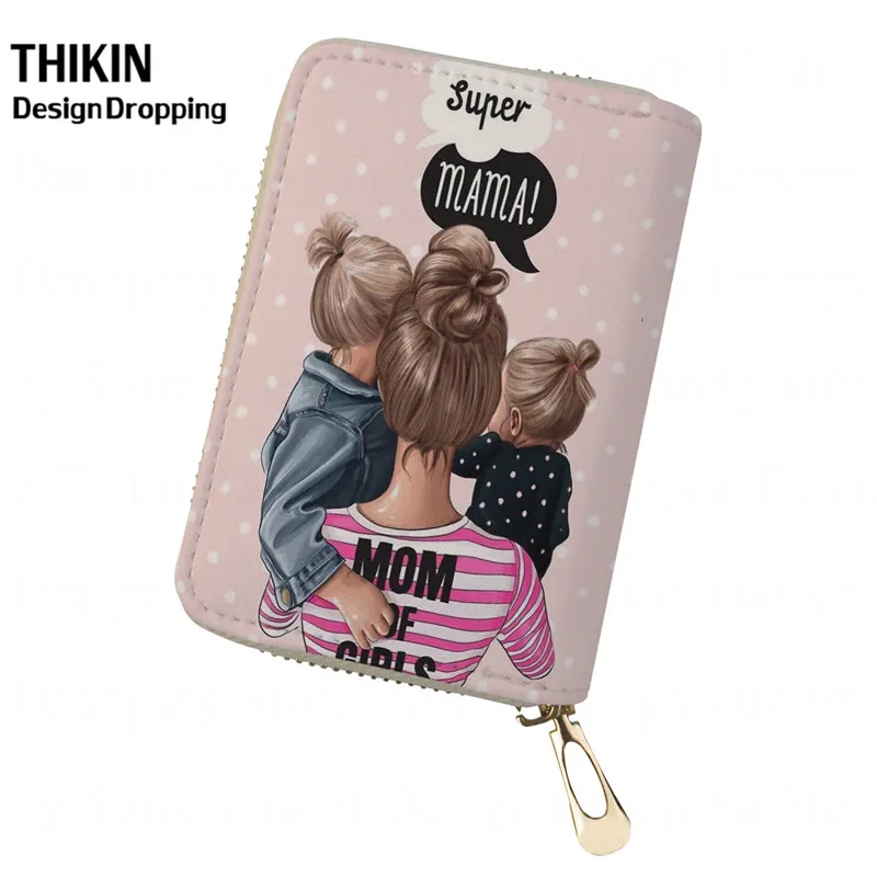 THIKIN модный держатель для карт с принтом Super Mama, Женский кошелек для кредитных карт, путешествий, для девочек, с рисунком принцессы, для студентов, Обложка для паспорта, чехол