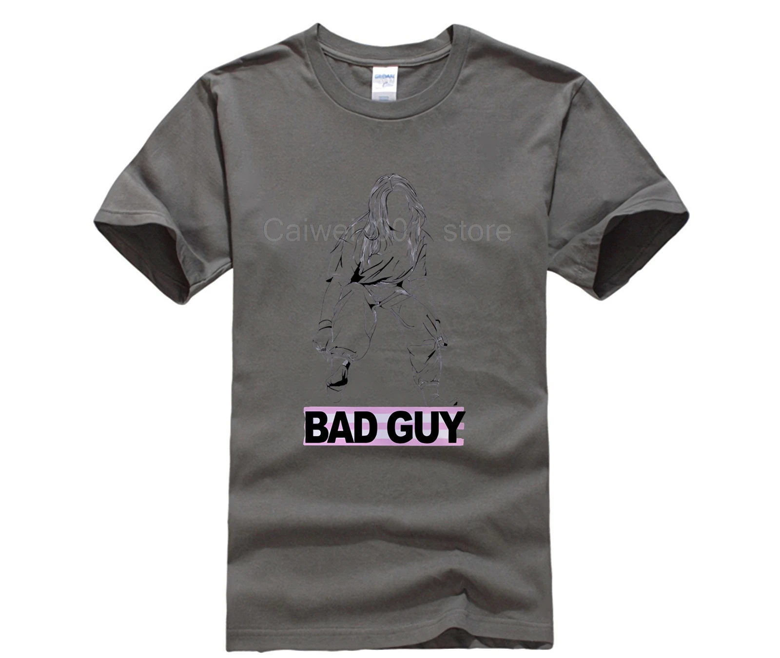 Футболка для женщин Billie Eilish Harajuku Женская I Am A Bad Guy Ullzang Графический эстетический мужские с принтом Футболка с коротким рукавом тренд - Цвет: charcoal gray