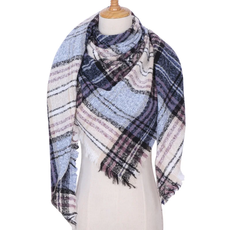 2019 new designer brand women cashmere scarf triangle winter scarves lady shawls and wraps knit blanket neck striped foulard (15)