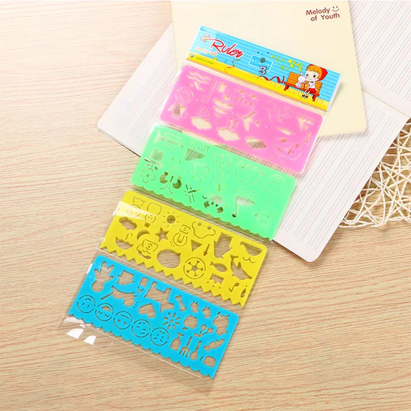 4Pcs/Set Kawaii Cartoon Drawing Ruler for Kids Gifts Multifunction Ruler Puzzle Teach Tools School Supplies Stationery 15x6CM