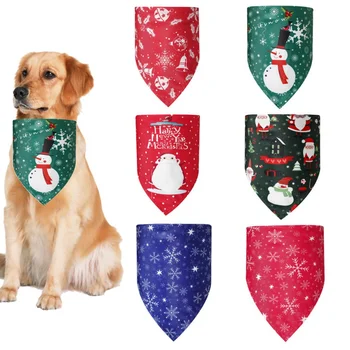 

Dog Bandana Decoration Scarf Handkerchiefs Bibs For Small Large Dog Bibs Scarf Washable Polyester Plaid Elk Printed Bandana