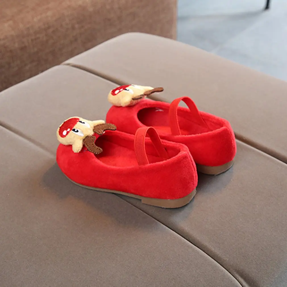 2018 Winter Children princess shoes Christmas elk velvet bean shoes antiskid kids Girl single shoes For 1-6Y toddlers girls New