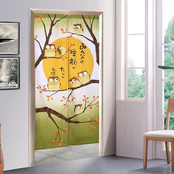 

Cartoon Exquisite Divider Decorative Home Japanese Separation Door Curtain Entrance Easy Install Semi Hanging Owl Printed Soft