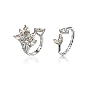 

Light Luxury Gem Flower-Shaped Openings Ring Simple Index Finger Ring