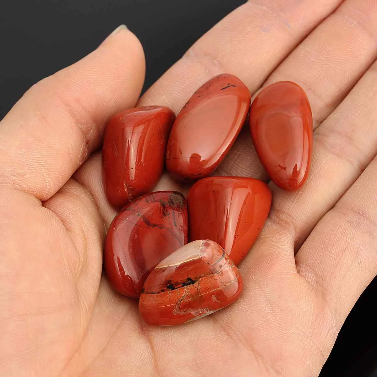 Piedras de jaspe rojo para decoración del hogar piedras preciosas de cristal curativo, para acuario, acuario, 6 uds., 20mm-30mm