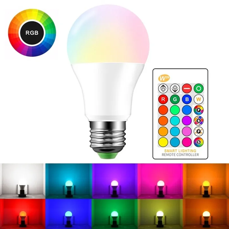 

E27 Color Changing Light Bulb with Remote Control+Memory Function RGB RGBW RGBWW Led Light 220v Dimmable E27 Led Lamp For Home