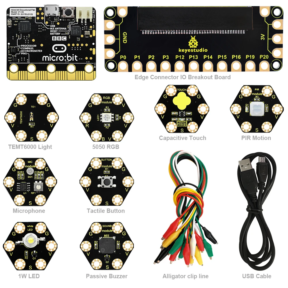 Keyestudio Honeycomb Smart Wearable Coding Kit for Micro:bit With 8 projects Keyestudio Honeycomb Smart Wearable Coding Kit for Micro:bit With 8 projects
