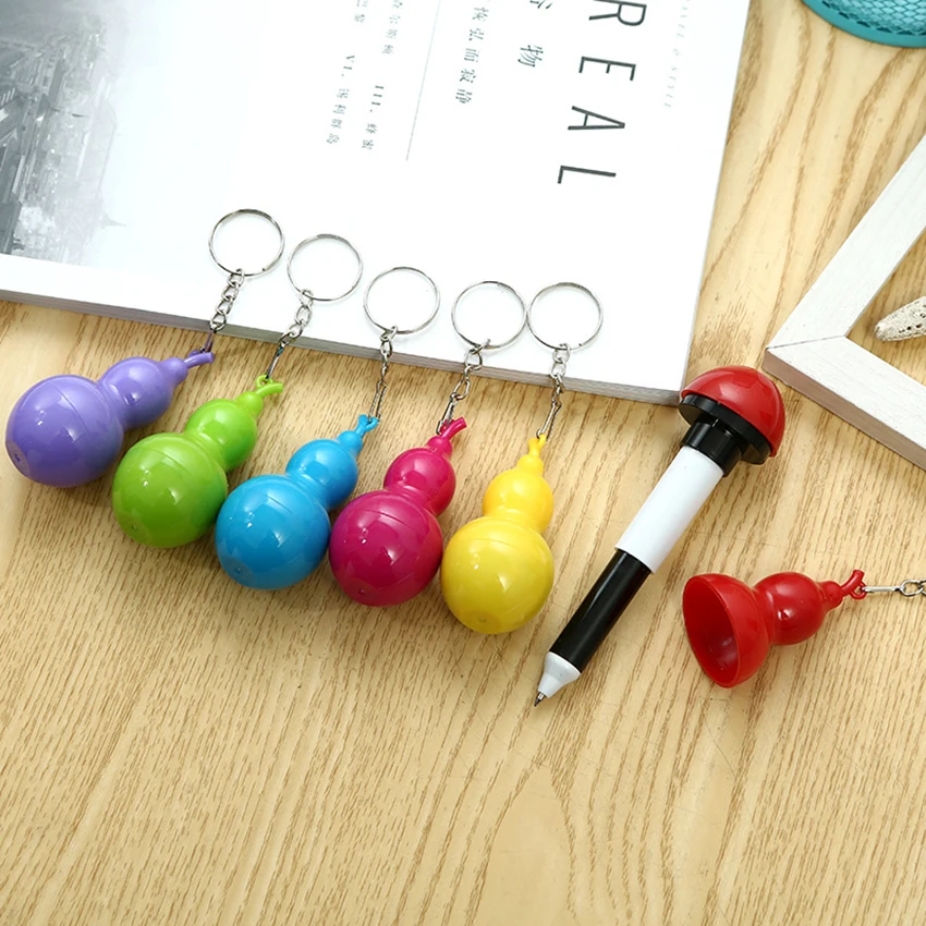 

Creative gourd shape scalable ballpoint pen with Key ring stationery plastic material escolar shool supplies kids gift