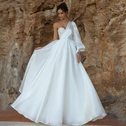 Eightree Sexy Wedding Dresses 2022 One Shoulder Bride Dress A-Line Applique Floor Length Princess Wedding Evening Gown Plus Size