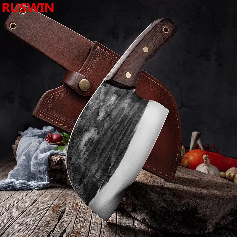 Кованый нож мясника ручной работы из высокоуглеродистой стали кухонные ножи