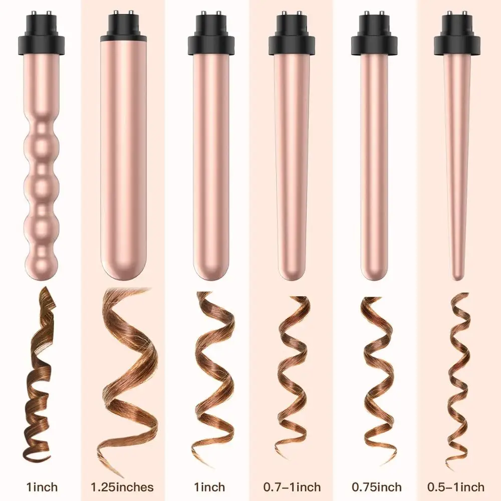 Curling Hair Iron 6 In 1 Tool Set Digital Display Adjustable Temperature Ceramic Conical Spiral Sev