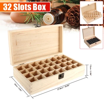 

32 Grids Wooden Essential Oil Storage Box Case Holder Container Organizer Carrying Case Aromatherapy Container Toiletry Kits