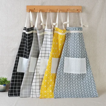 

New Hot Fashion Lady Women Men Adjustable Cotton Linen High-grade Kitchen Apron For Cooking Baking Restaurant